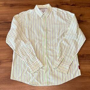 Ben Sherman Men's Long Sleeve  Pale Yellow Striped Button Down Shirt. Size XL